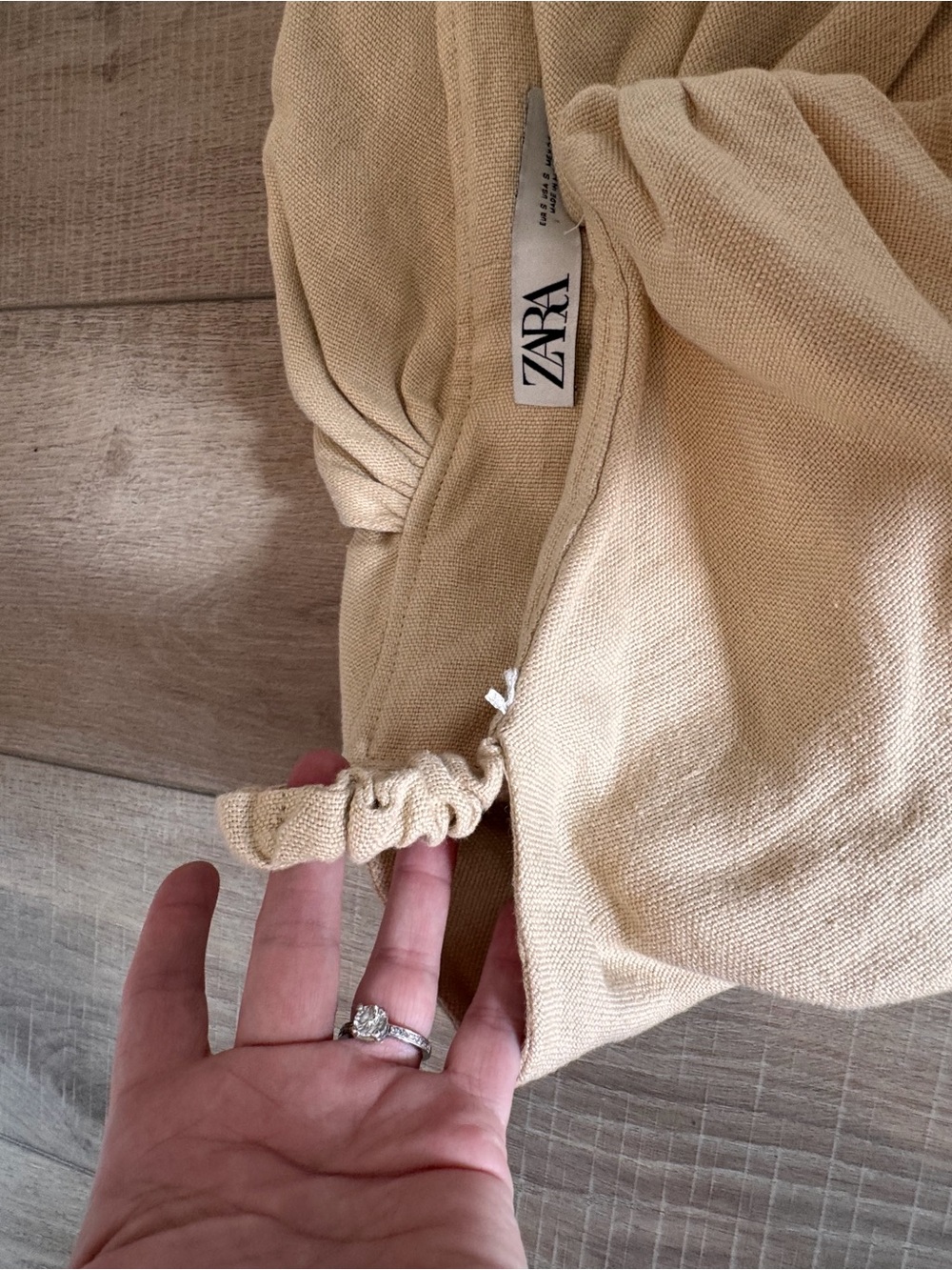 Zara Linen Off-Shoulder Cream Rock Button Front Top Sz S Office Date Natural - Picture 6 of 9